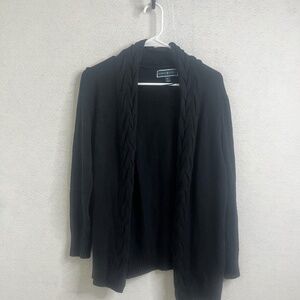 Karen Scott Black Open Front Cardigan Sweater XL | Braided Trim
